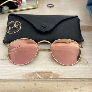 Ray-Ban Gold Frame with Pink Lenses Sunglasses